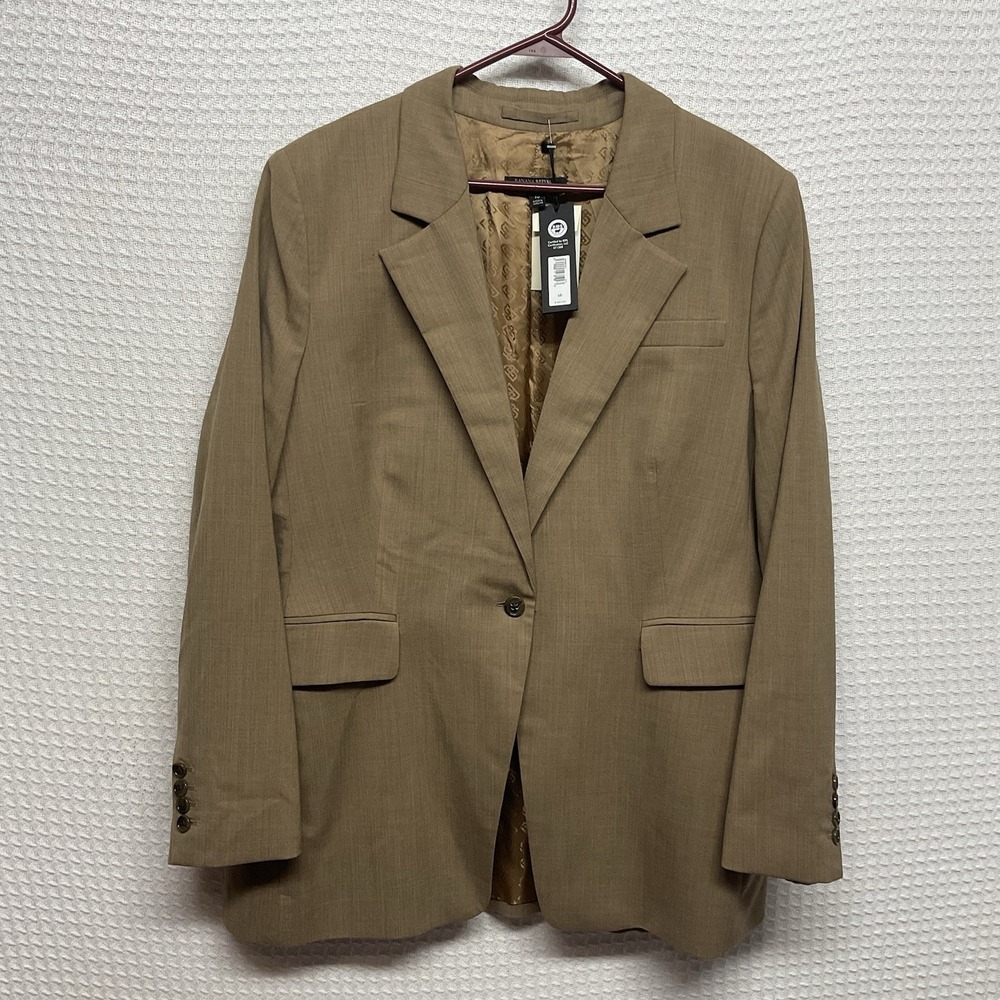 New Banana Republic Blazer Womens 16 Camel Italian Fabric Fabbrica Alta Jacket